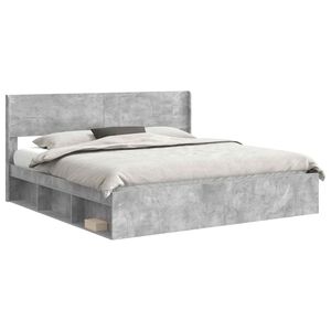 vidaXL Sengramme med oppbevaring og hodegavl Betonggr&aring; 180 x 200 cm