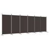 vidaXL Romdeler med 6 paneler brun 520x180 cm stoff