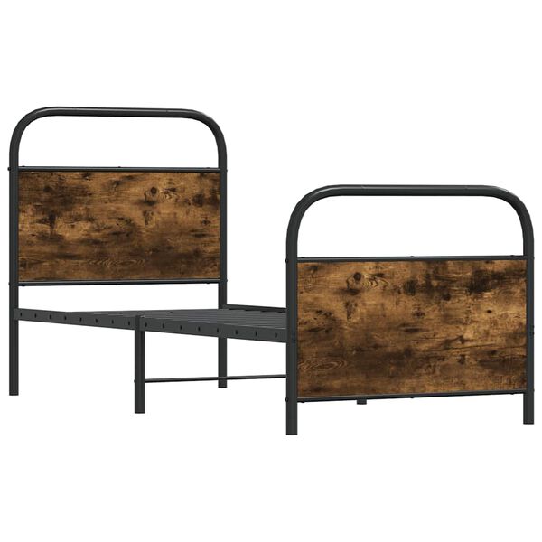 vidaXL Sengeramme uten madrass røkt eik 75x190 cm konstruert tre