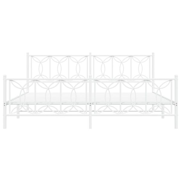 vidaXL Sengeramme i metall med hode- og fotgavl hvit 200x200 cm