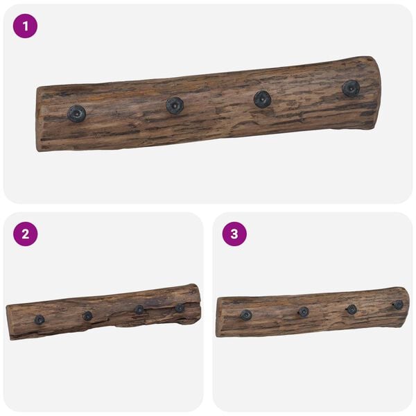 vidaXL Kleshenger Brun 50 x 8 x 12 cm Massiv Reclaim Tre