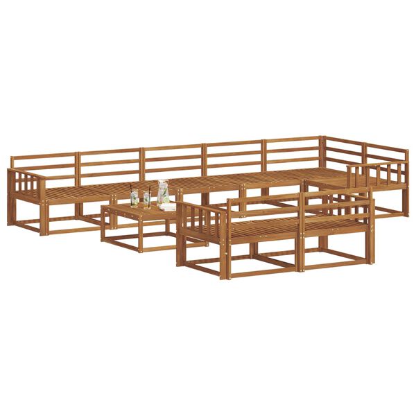 vidaXL Utend&oslash;rs sofa-sett 9 pcs Naturlig Solid akasietre