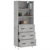 vidaXL Highboard betonggr&aring; 69,5x34x180 cm konstruert tre