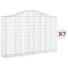 vidaXL Gabionkurver buede 7 stk 200x30x120/140 cm galvanisert jern