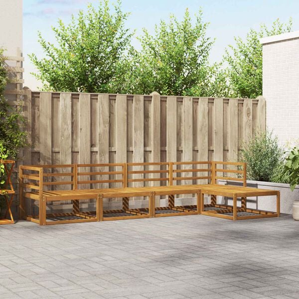 vidaXL Utend&oslash;rs sofa-sett 5 pcs Naturlig Solid akasietre