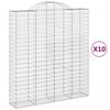 vidaXL Gabionkurver buede 10 stk 200x50x220/240 cm galvanisert jern