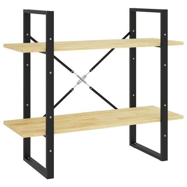 vidaXL Bokhylle 2 niv&aring;er 80x30x70 cm heltre furu