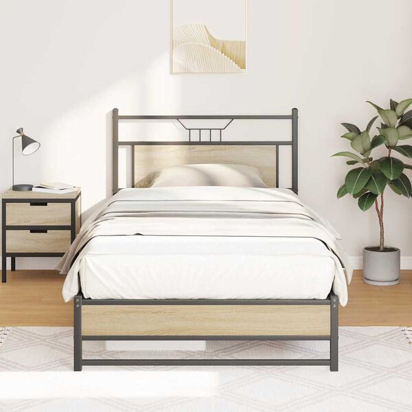 vidaXL Sengeramme uten madrass sonoma eik 107x203 cm konstruert tre