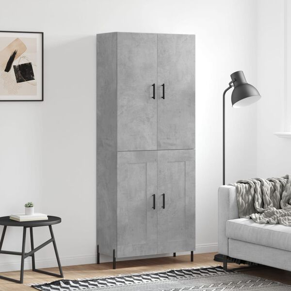 vidaXL Highboard betonggr&aring; 69,5x34x180 cm konstruert tre