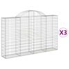 vidaXL Gabionkurver buede 3 stk 200x30x120/140 cm galvanisert jern