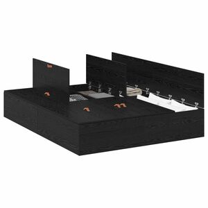 vidaXL Seng med lagring Svart Eik 140 x 190 cm Konstruert tre