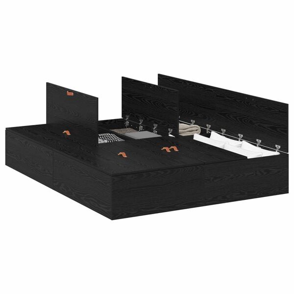 vidaXL Seng med lagring Svart Eik 140 x 190 cm Konstruert tre