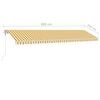 vidaXL Manuell uttrekkbar markise med LED 600x350 cm gul og hvit