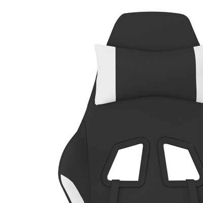 vidaXL Gamingstol med fotstøtte og hjul svart og hvit stoff
