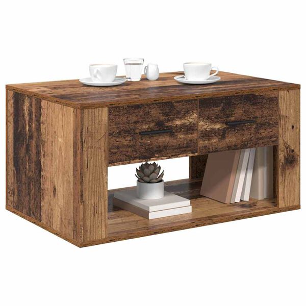 vidaXL Kaffebord med skuff Gamle tre 80 x 50 x 40 cm Konstruert tre