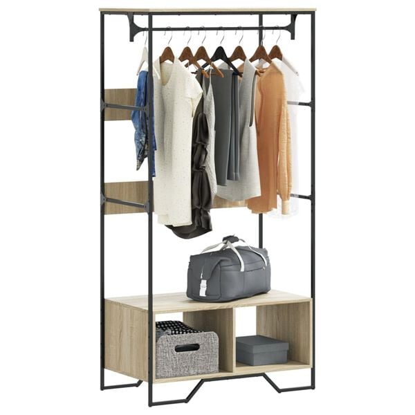 vidaXL Garderobe sonoma eik 90x50x180 cm konstruert tre