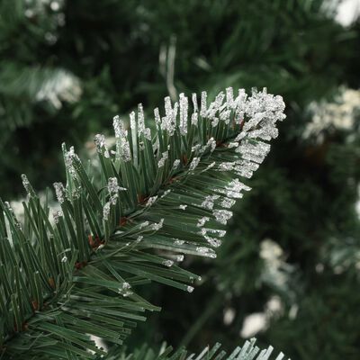 vidaXL Kunstig juletre med furukongler og hvitt glitter 210 cm
