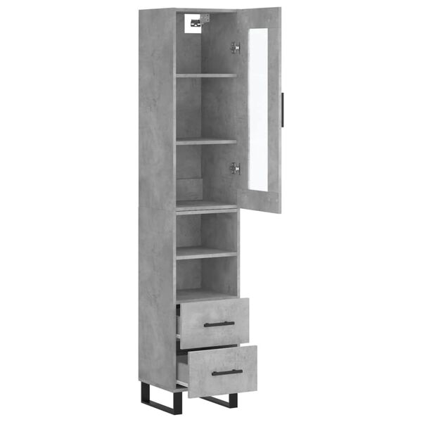 vidaXL Highboard betonggr&aring; 34,5x34x180 cm konstruert tre