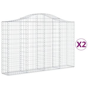 vidaXL Gabionkurver buede 2 stk 200x30x120/140 cm galvanisert jern