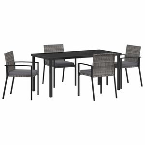 vidaXL Hage Spisegruppe 5 pcs Gr&aring; Pulverlakkert st&aring;l