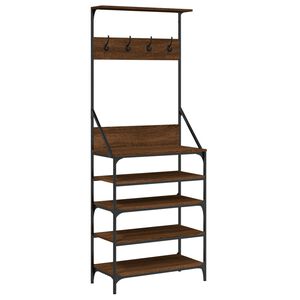 vidaXL Klesstativ med skooppbevaring brun eik 70x34x184 cm