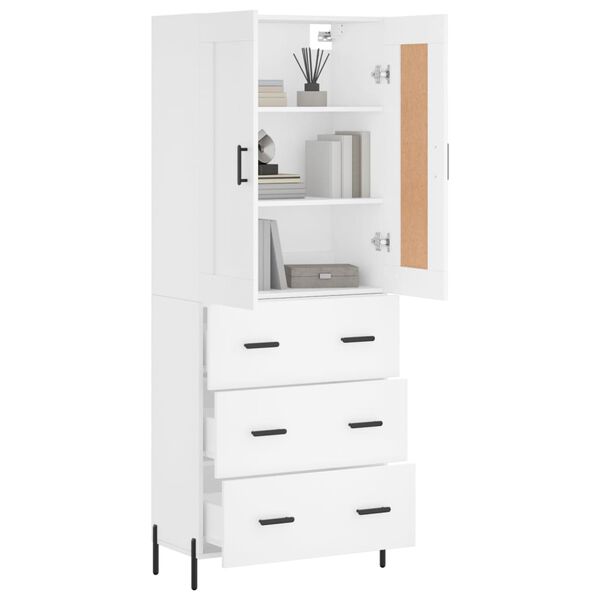 vidaXL Highboard hvit 69,5x34x180 cm konstruert tre