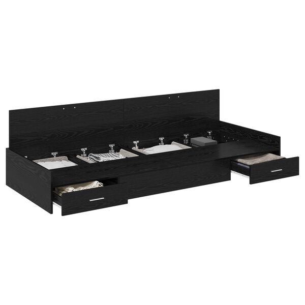 vidaXL Sengestamme med hodegjerde Svart Eik 80 x 200 cm Konstruert tre