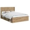 vidaXL Sengramme med oppbevaring og hodegavl Artisan eik 150 x 200 cm