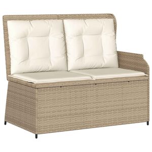 vidaXL Hagebenk med pute Beige Poly rattan