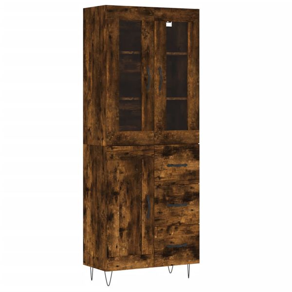 vidaXL Highboard r&oslash;kt eik 69,5x34x180 cm konstruert tre