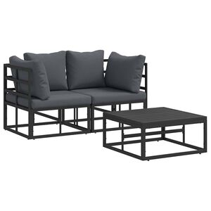 vidaXL Hagesofa Set 3 pcs Svart Metall