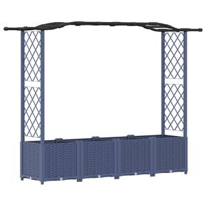 vidaXL Hevet Bed med Trellis og Tak Gr&aring; 204 x 40 x 138 cm PP