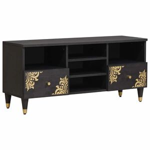 vidaXL TV-skap med skuff Svart 100 x 33 x 46 cm Massiv mango tre