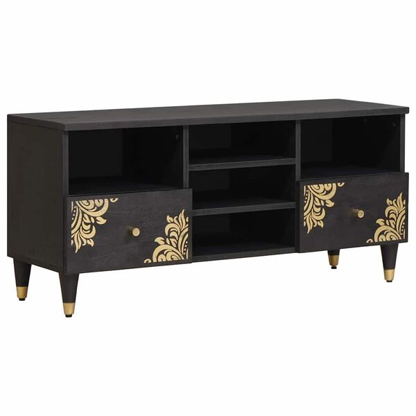 vidaXL TV-skap med skuff Svart 100 x 33 x 46 cm Massiv mango tre