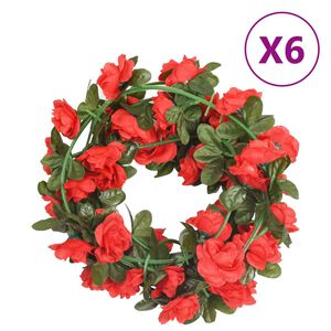 vidaXL Blomsterkranser for jul 6 stk rød 240 cm