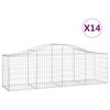 vidaXL Gabionkurver buede 14 stk 200x50x60/80 cm galvanisert jern