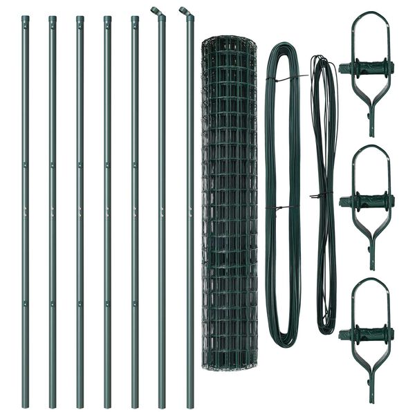 vidaXL Gjerde med stolpe gr&oslash;nn 1,6 x 10 m St&aring;l og PVC