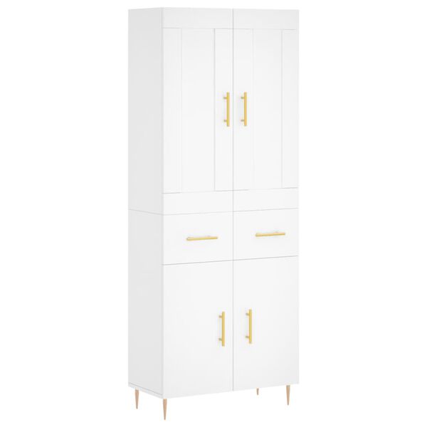vidaXL Highboard hvit 69,5x34x180 cm konstruert tre
