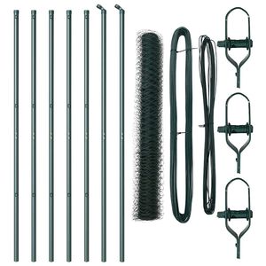 vidaXL Sekskantet gjerde grunstift 10 x 1 m PVC-belagt st&aring;l Gr&oslash;nn Mesh