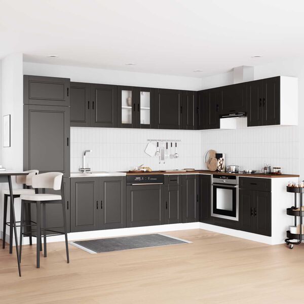 vidaXL Vaskeskap med d&oslash;r Porto Svart 80 x 46 x 81,5 cm Konstruert tre