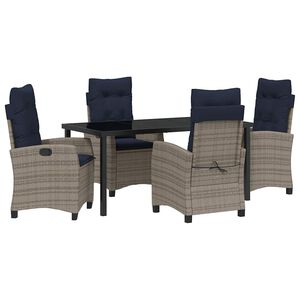 vidaXL Hage Spisegruppe med pute 5 pcs Gr&aring; polyrotting