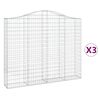 vidaXL Gabionkurver buede 3 stk 200x30x160/180 cm galvanisert jern