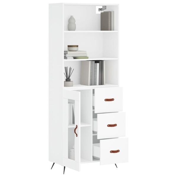 vidaXL Highboard hvit 69,5x34x180 cm konstruert tre