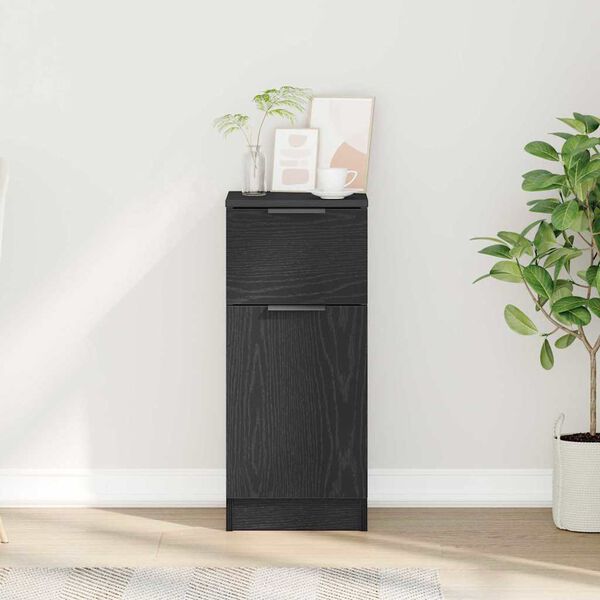 vidaXL Serviesskap med skuff Svart Eik 30 x 30 x 70 cm Konstruert tre