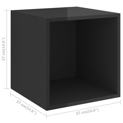 vidaXL TV-benksett 3 deler høyglans svart sponplate