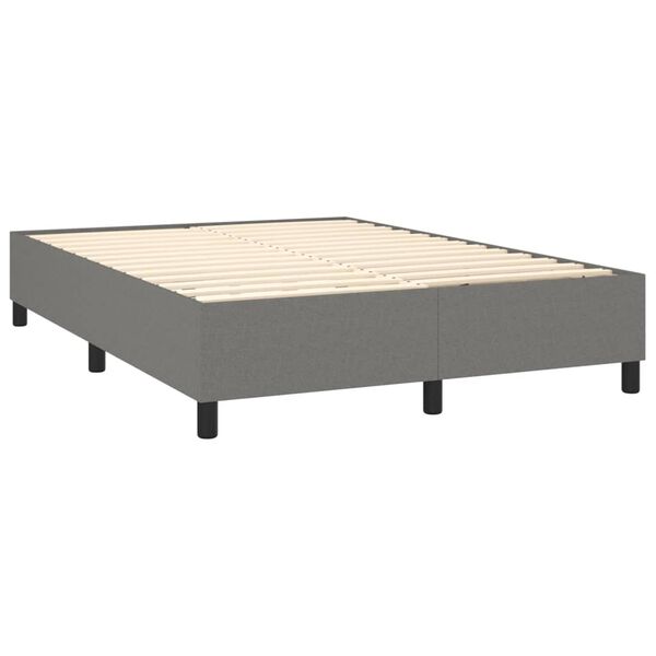 vidaXL Boxspring-sengeramme m&oslash;rkegr&aring; 135x190 cm Double stoff