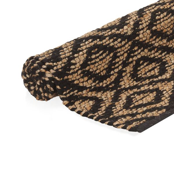 vidaXL H&aring;ndvevd teppe jute stoff 120x180 cm naturell og svart