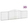 vidaXL Gabionkurver buede 9 stk 400x30x100/120 cm galvanisert jern