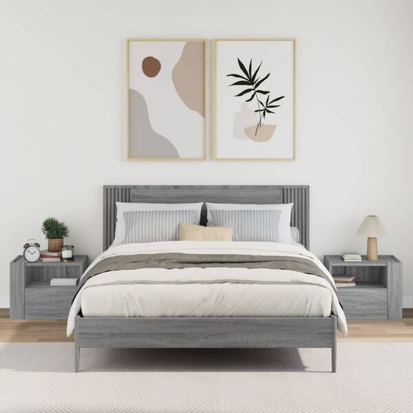 vidaXL Veggmonterte nattbord 2 stk gr&aring; sonoma 45x30x35 cm