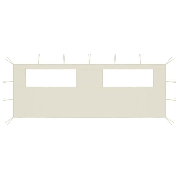 vidaXL Sidevegg til paviljong med vinduer 6x2 m kremhvit